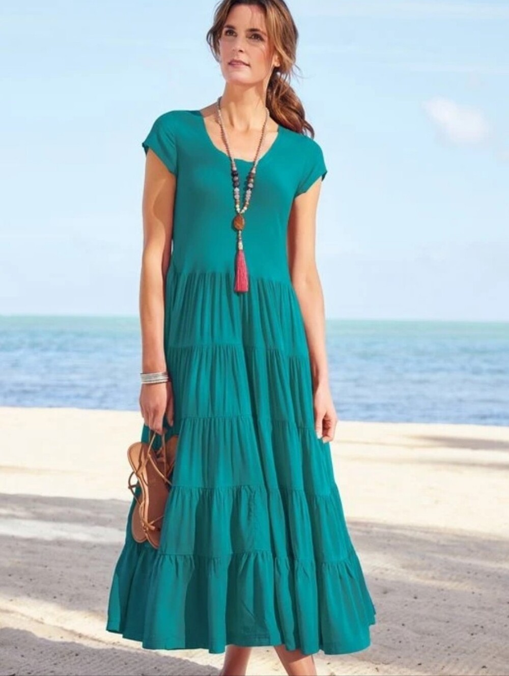 Soft Surroundings Kara Maxi Dress In Green Large Cottagecore Coastal Classic